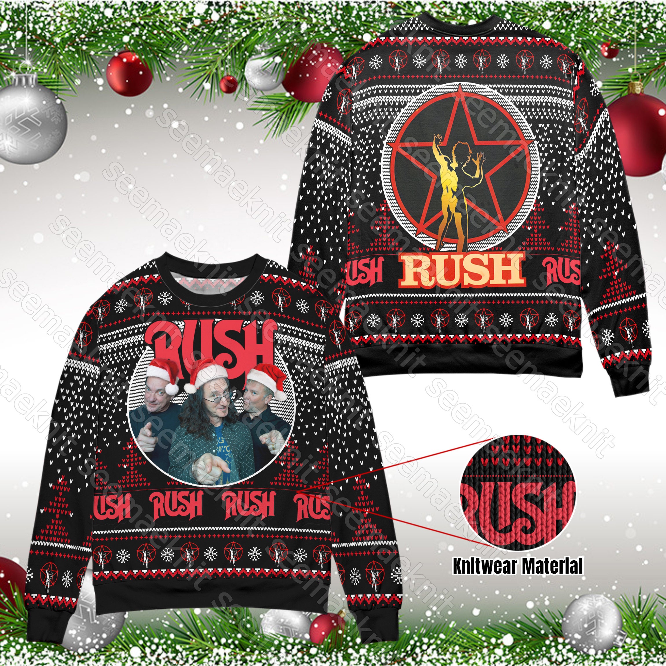 Neueste Kollektionen beliebter Marken Rush Band Ugly Sweatshirt Christmas Rock Concert 3D Music Unisex
