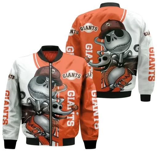 San Francisco Giants Jack Skellington And Zero Bomber Jacket