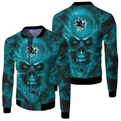 San Jose Sharks Nhl Fans Skull Fleece Bomber Jacket