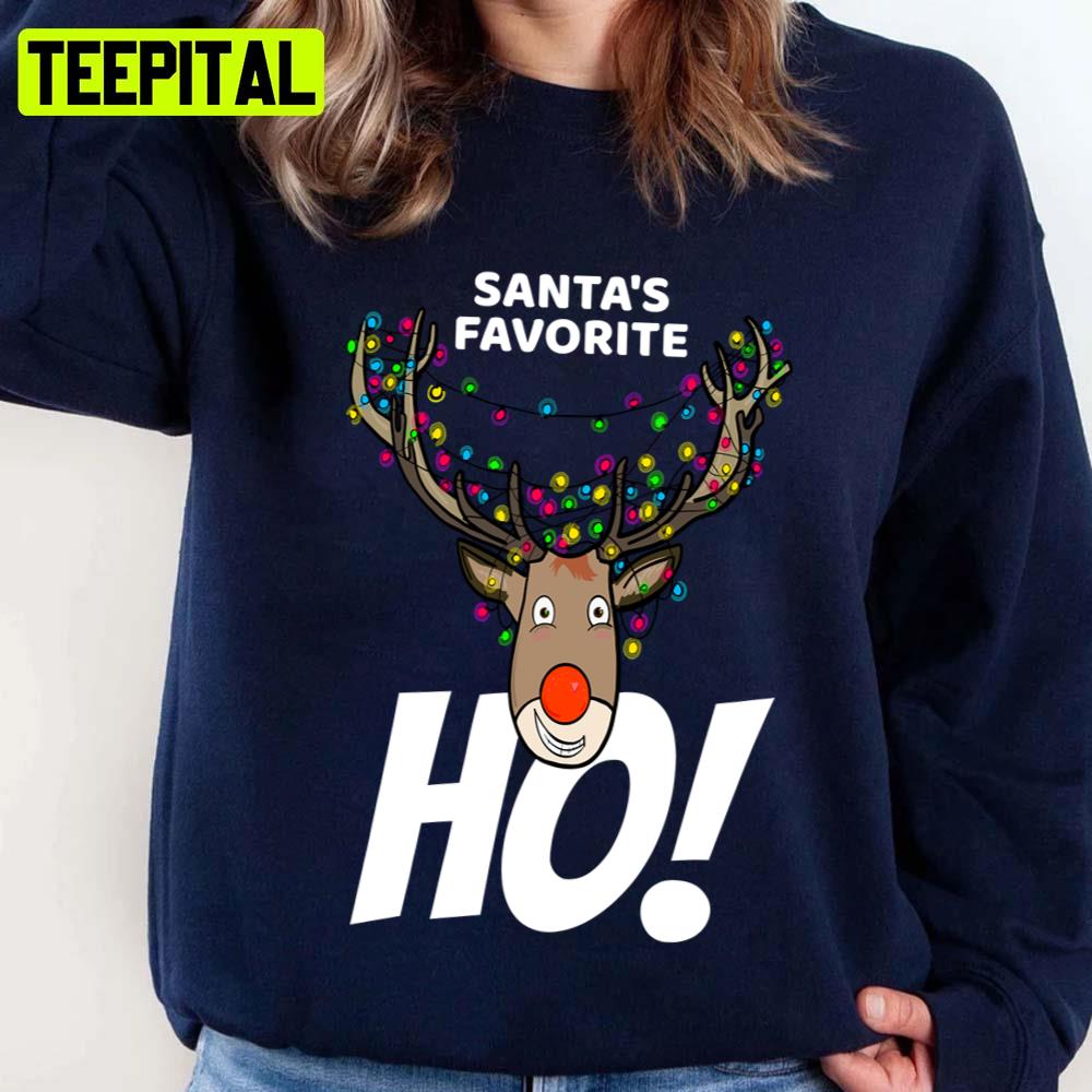 Santa's Favorite Ho Funny Christmas Reindeer Unisex Sweatshirt