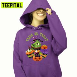 Scary Cupcakes And Cat In Pumpkin Trick Or Treat Halloween Illustration Hoodie