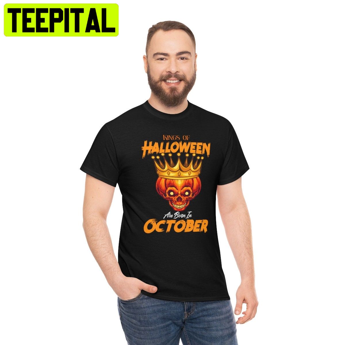 Scary Skeleton Pumpkin Kings Of Halloween Are Born In October HalloweenTrending Unisex Shirt