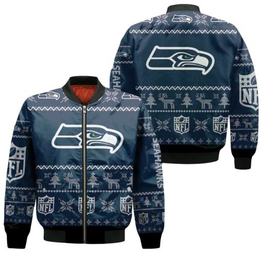 Seattle Seahawks Nfl Ugly Sweatshirt Christmas 3d Bomber Jacket