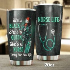 She’s Black She’s A Queen Shes A Nurse Stainless Steel Cup