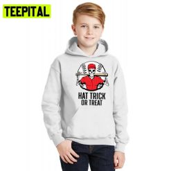 Skeleton Red Hat Trick Or Treat Halloween Illustration Hoodie