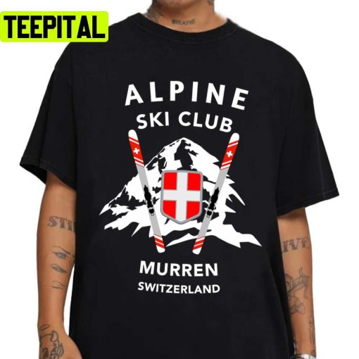 Skiiing Murren Skiers Alps Switzerland Unisex Sweatshirt