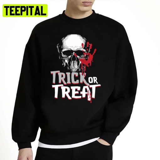 Skull Blood Trick Or Treat Halloween Illustration Unisex Sweatshirt