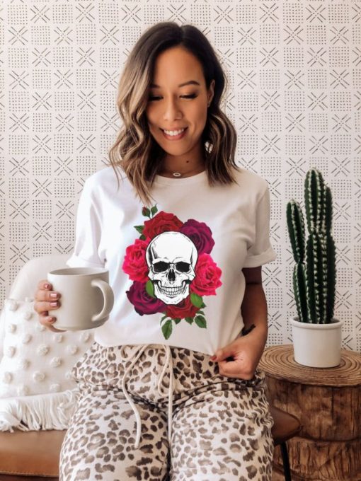 Skull in Roses Halloween Shirt