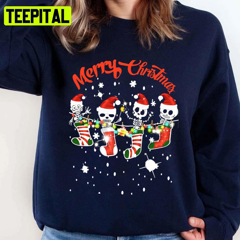 Skull Print Christmas Merry Christmas Unisex Sweatshirt