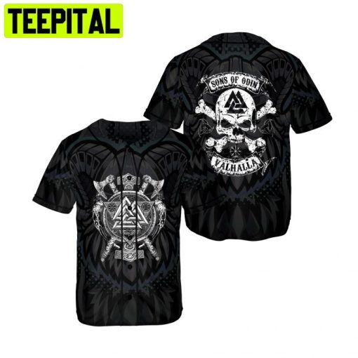 Son Of Odin Skull Viking 3D BaseBall Jersey Black Skull Style