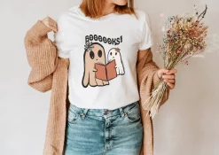 Spirit Books Retro Spirit Boho Reading Cottagecore Style Pumpkin Halloween Unisex T-Shirt