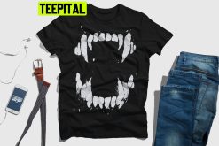 Spooky Looking Vicious Vampire Teeth Dracula Theme Horror Lover Zombie Halloween Trending Unisex Shirt