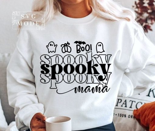 Spooky Mama SVG PNG PDF Halloween Mom Sweatshirt