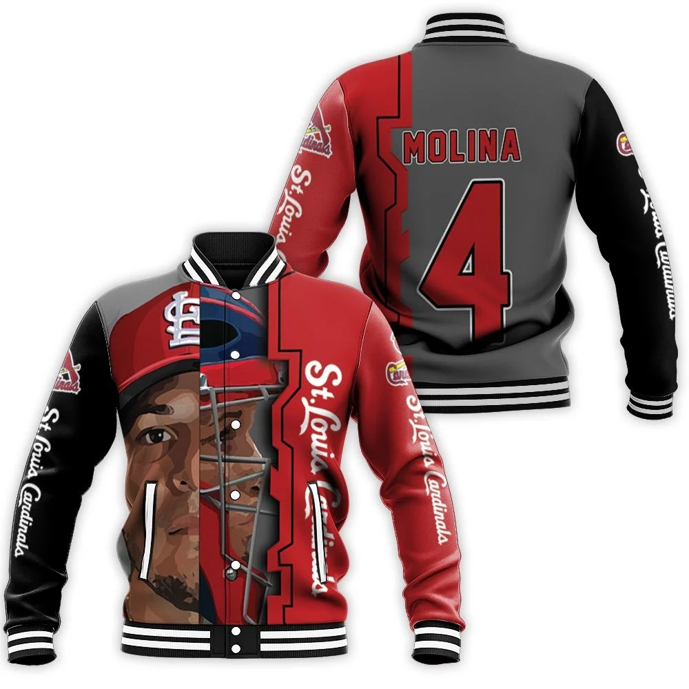 St Louis Cardinals Yadier Molina Legend Split Face Bomber Jacket - Teeruto