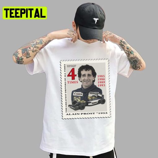 Stamp Alain Prost Formula 1 Car Racing F1 Unisex T-Shirt