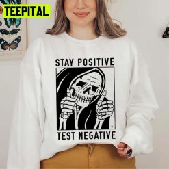 Stay Positive Test Negative Corona Skull Goth Style Halloween Graphic Unisex Sweatshirt