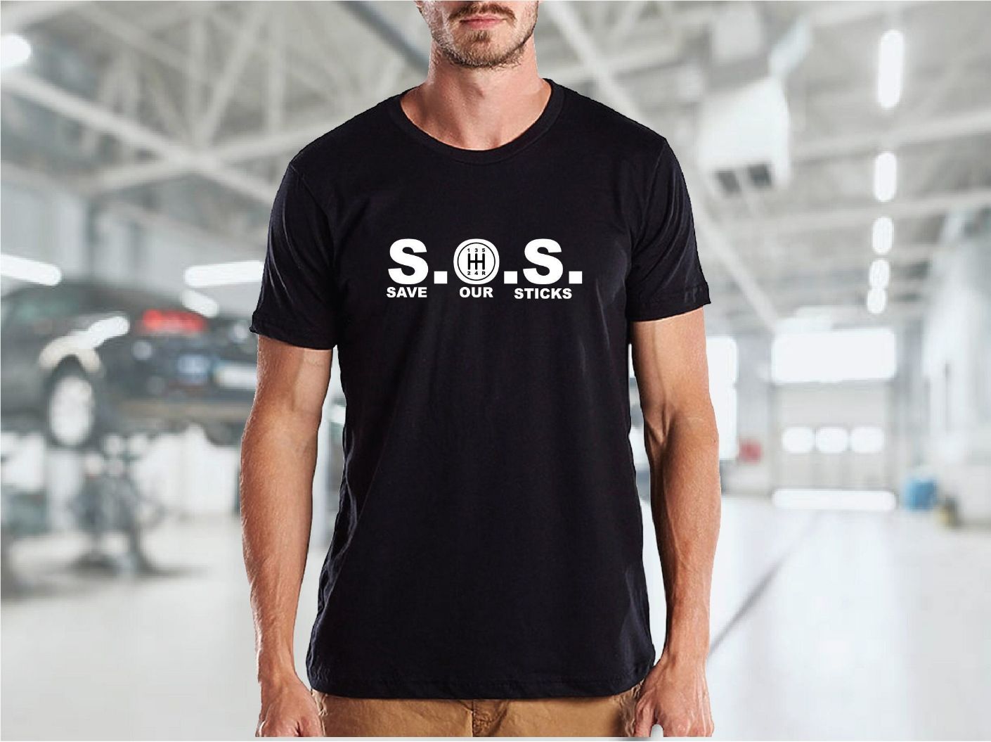 STICK SHIFT SOS Save Our Sticks Enthusiast TEE T-Shirt