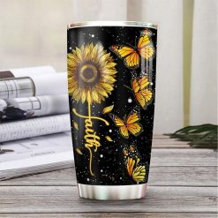 Sunflower Butterfly Faith Stainless Steel Cup