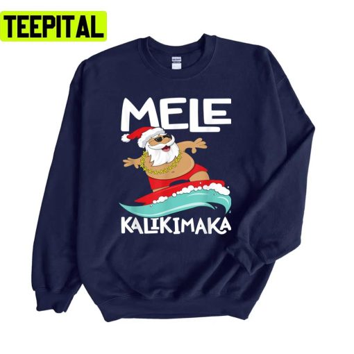 Surfing Santa Mele Kalikimaka Christmas Hawaii Unisex Sweatshirt