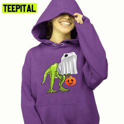 T Rex Dinosaur Ghost Trick Or Treat Halloween Illustration Hoodie