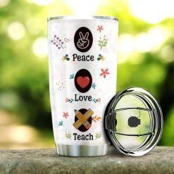 Teacher Peace Love Stainless Steel Cup