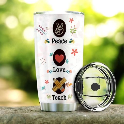 Teacher Peace Love Stainless Steel Cup