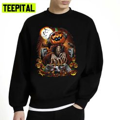 The Dead Dj Funny Halloween Pumpkin Head Unisex Sweatshirt