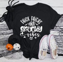 Thick Thighs and Spooky Vibes Halloween T-Shirt