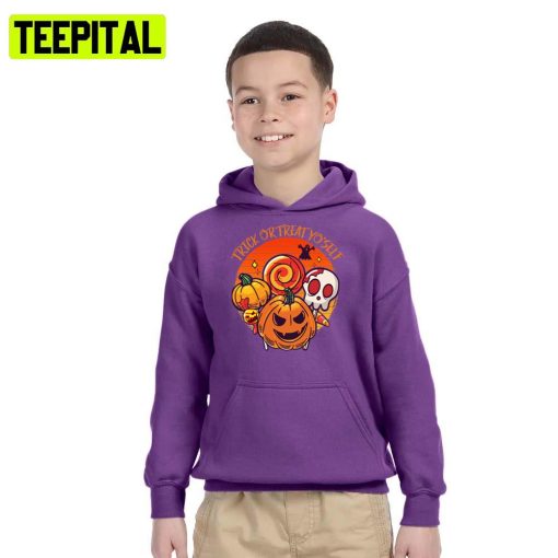 Treat Yourself Cute Trick Or Treathalloween Illustration Hoodie