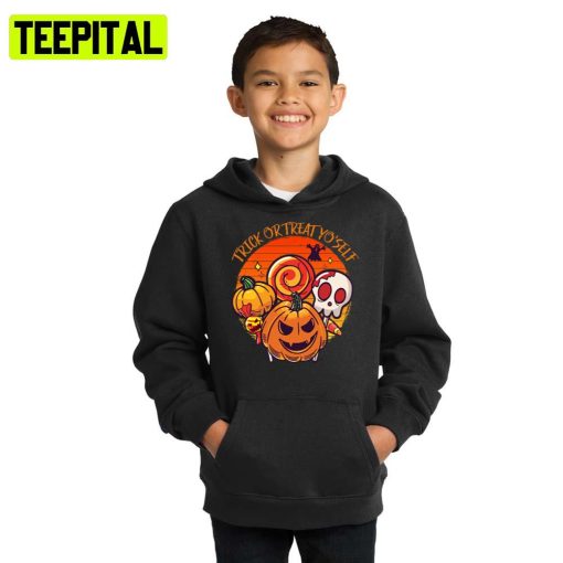 Treat Yourself Cute Trick Or Treathalloween Illustration Hoodie