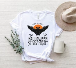 Trick Or Treat Scary Night Scary Vampire Bat Bat Scary Spooky Scary Night Pumpkin Halloween Unisex T-Shirt