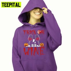 Trick Or Wine Ghost Halloween Illustration Hoodie