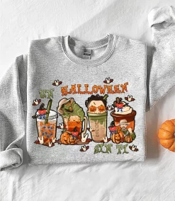 Un Sin Ti Bad Bunny Bad Bunny Latte Coffee Cups Pumpkin Halloween Unisex Sweatshirt