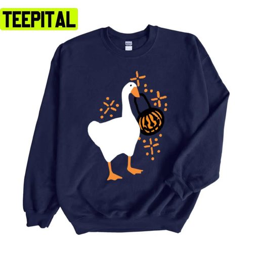 Untitled Goose Funny Game Asking For Halloween Candy Pumpkin Unisex Sweatshirt