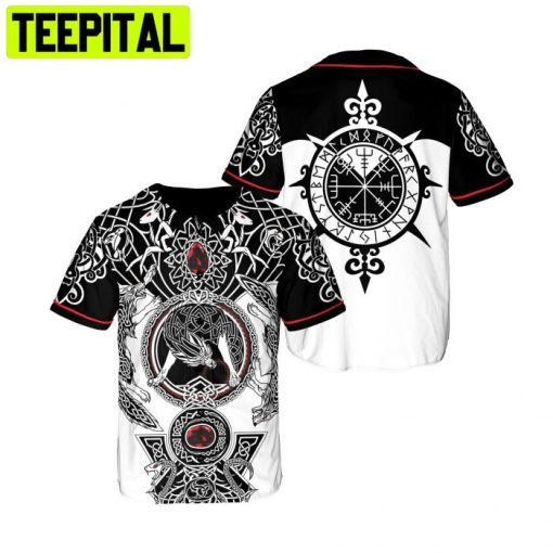 Viking Tattoo Wolf WhiteBlack BaseBall Jersey For Men Son Of Odin