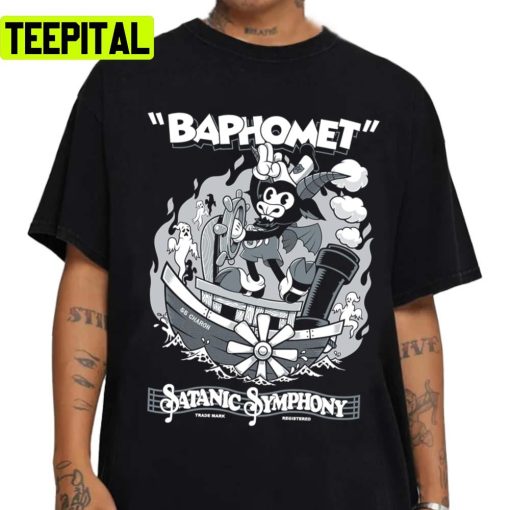 Vintage Cartoon Baphomet Steamboat Baphy Occult Satanic Symphony Halloween Illustration Unisex Sweatshirt