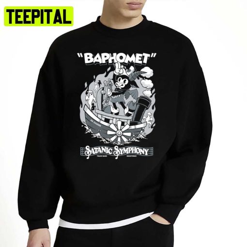 Vintage Cartoon Baphomet Steamboat Baphy Occult Satanic Symphony Halloween Illustration Unisex Sweatshirt