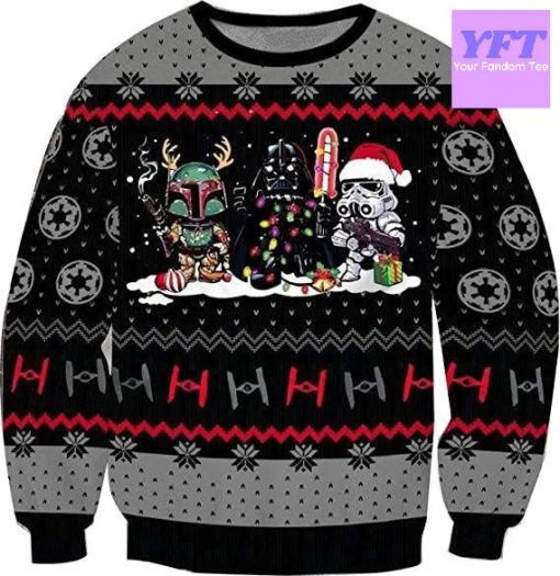 Vintage Darksidee Funny Starwarrr 3d Ugly Christmas Sweater