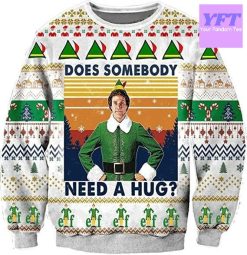 Vintage Does Somebody Need A Hug Retro Funny 3d Ugly Christmas Sweater