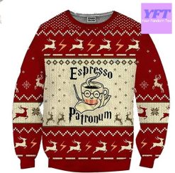 Vintage Espresso Patronumm Funny Retro Espresso 3d Ugly Christmas Sweater