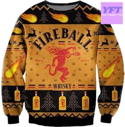 Vintage Fireball Whiskeyy Whiskeyy 3d Ugly Christmas Sweater