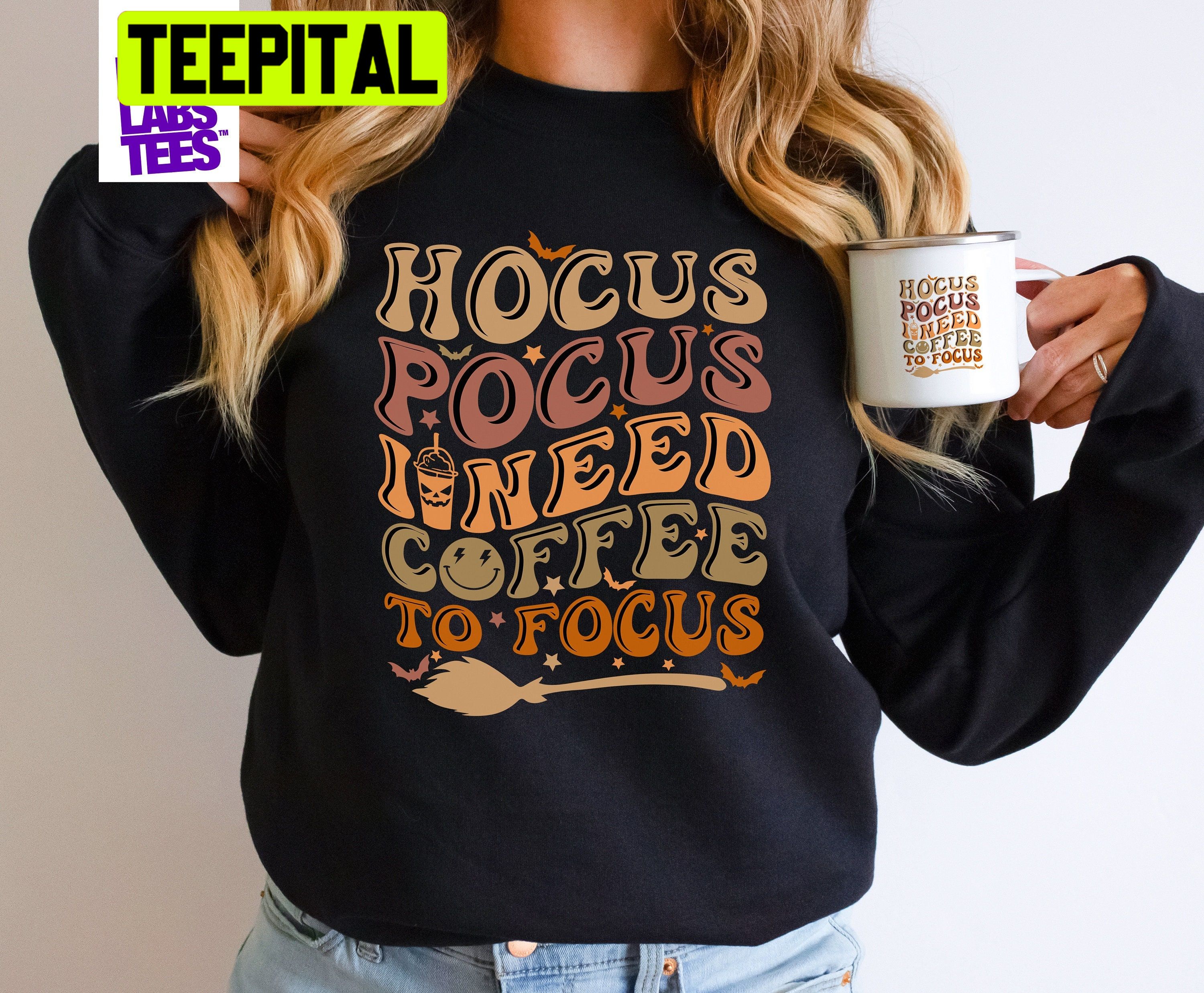 Vintage Hocus Pocus I Need Coffee To Focus HalloweenTrending Unisex Shirt
