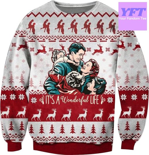 Vintage It’s A Wonderful Life Family 3d Ugly Christmas Sweater