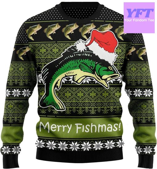 Vintage Merry Fishmas Retro Fish 3d Ugly Christmas Sweater