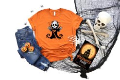 Vintage Skeleton Bone Cute Fall Teekids Kid Pumpkin Halloween Unisex T-Shirt