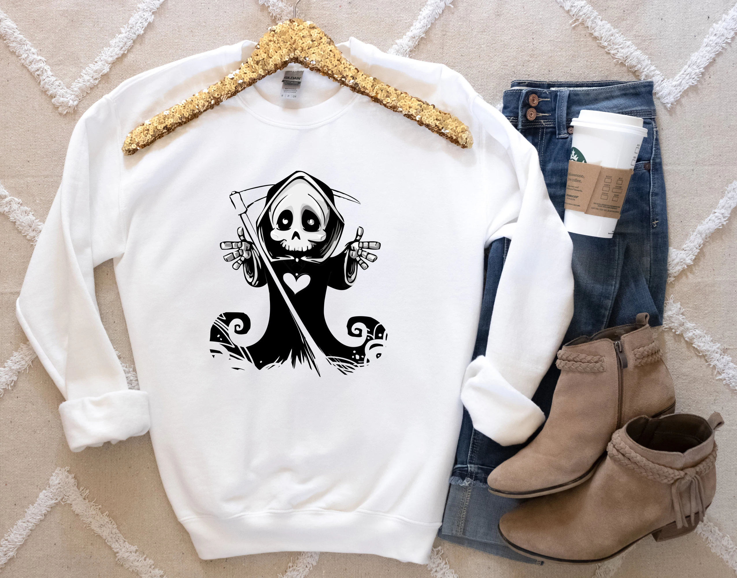 Vintage Skeleton Bone Cute Fall Teekids Kid Pumpkin Halloween Unisex T-Shirt