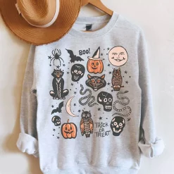 Vintage Witchy Witchy Clothes Fall Pumpkin Halloween Unisex Sweatshirt