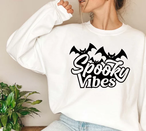 White Art Funny Spooky Spooky Season Pumpkin Halloween Unisex Sweatshirt