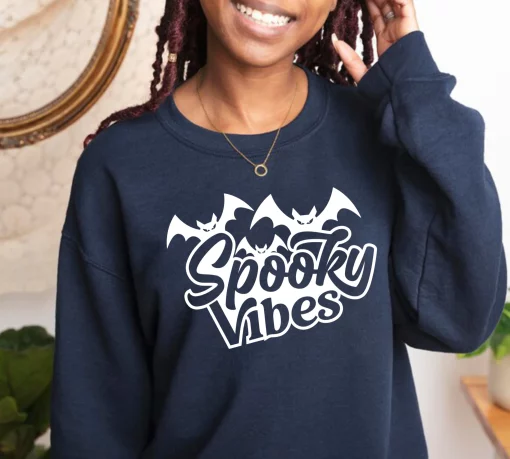 White Art Funny Spooky Spooky Season Pumpkin Halloween Unisex Sweatshirt