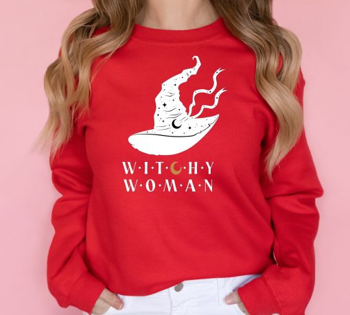 White Hat Witchy Woman For Pumpkin Halloween Unisex Sweatshirt